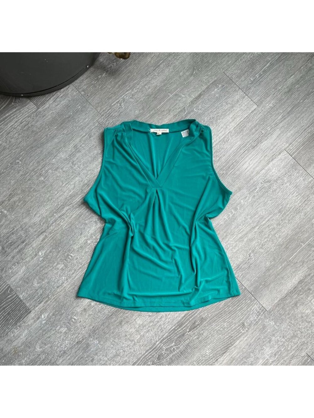 Teal Blue / Green “Joie De Vivre” Y2K V-Neck Top / Shirt (Tagged Women’s S)